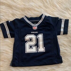 Blue Short-Sleeved V-Neck Jersey with  #21 ELLIOTT